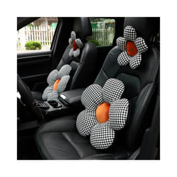 Car Pillow Set Thousand Bird Lattice Flower Headrest Cover Creative Cotton - orange set 2pcs