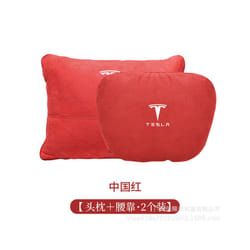 Car Seat Headrest For Tesla Model S X 3 Y 2022 Neck Pillow Cushion Auto - 2pcs Red
