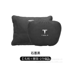 Car Seat Headrest For Tesla Model S X 3 Y 2022 Neck Pillow Cushion Auto - 2pcs Black