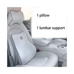 ) Breathable Car Seat Headrest Neck Pillow Auto Car Seat Pillow Memory Foam - Grey Set(2X