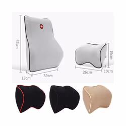 ) Breathable Car Seat Headrest Neck Pillow Auto Car Seat Pillow Memory Foam - Grey Set(2X