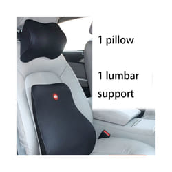 ) Breathable Car Seat Headrest Neck Pillow Auto Car Seat Pillow Memory Foam - Black Set(2x