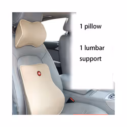 ) Breathable Car Seat Headrest Neck Pillow Auto Car Seat Pillow Memory Foam - Beige Set(2x