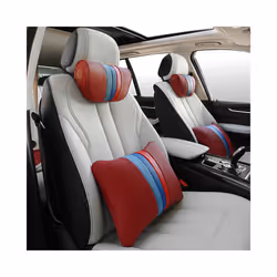 High-Quality  Leather Car Headrest Neck Pillow For BMW E60 E30 F30 F10 - Black