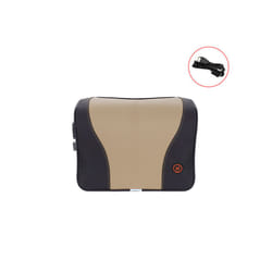 2023 Car Massage Heat Neck Support Pillow Seat Back Support Headrest Pillow - BlackBeige-Neck