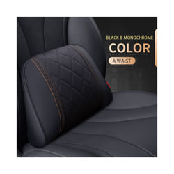 Car Leather Headrest Memory Foam Car Rest Pillow Back Cushion Auto Seat - Black-Waist