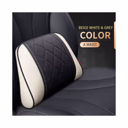 Car Leather Headrest Memory Foam Car Rest Pillow Back Cushion Auto Seat - Beige Gray-Waist