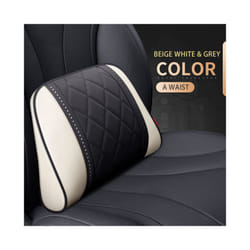 Car Leather Headrest Memory Foam Car Rest Pillow Back Cushion Auto Seat - Beige Gray-Waist