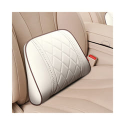 Car Leather Headrest Memory Foam Car Rest Pillow Back Cushion Auto Seat - Beige-Waist