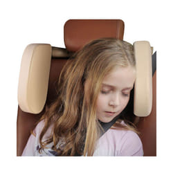 Car Seat Headrest Rear 180 Degree PVC Leather Car Pillow for Trips Head - Light Beige