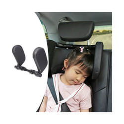 Car Seat Headrest Rear 180 Degree PVC Leather Car Pillow for Trips Head - Black Silver
