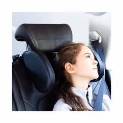 Car Seat Headrest Rear 180 Degree PVC Leather Car Pillow for Trips Head - Black Silver