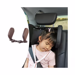Car Seat Headrest Rear 180 Degree PVC Leather Car Pillow for Trips Head - Coffee Red