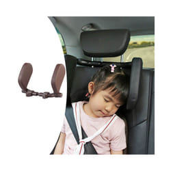 Car Seat Headrest Rear 180 Degree PVC Leather Car Pillow for Trips Head - Coffee Red