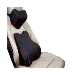 Car Lumbar Pillow Memory Foam Lumbar Support Cushion Car Low Back Pain - blackred set