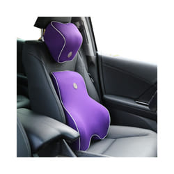 Car Cushion Car Headrest  Neck Pillow Lumbar pillow Seat Support Waist - purple set