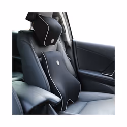 Car Cushion Car Headrest  Neck Pillow Lumbar pillow Seat Support Waist - black 1 set