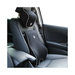 Car Cushion Car Headrest  Neck Pillow Lumbar pillow Seat Support Waist - black 1 set