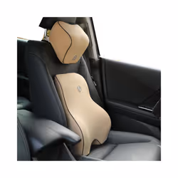 Car Cushion Car Headrest  Neck Pillow Lumbar pillow Seat Support Waist - beige 1 set