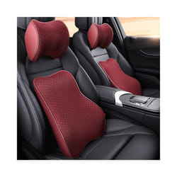 Car Neck Headrest Pillow Cushion Auto Seat Head Support Protector Automobiles - 1 set red