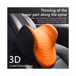 Memory Cotton Neck Pillow Car Seat Pillow Support Auto Lumbar Cushion - 1 Set A