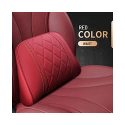 Car Neck Pillow And Waist Pad Napa leather Car Seat Rest Cushion Headrest - Waist-Red