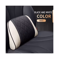 Car Neck Pillow And Waist Pad Napa leather Car Seat Rest Cushion Headrest - Waist-Black Beige