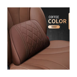 Car Neck Pillow And Waist Pad Napa leather Car Seat Rest Cushion Headrest - Waist-Coffee