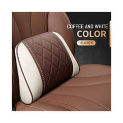 Car Neck Pillow And Waist Pad Napa leather Car Seat Rest Cushion Headrest - Waist-Coffee Beige