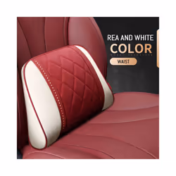 Car Neck Pillow And Waist Pad Napa leather Car Seat Rest Cushion Headrest - Waist-Red Beige