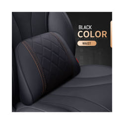 Car Neck Pillow And Waist Pad Napa leather Car Seat Rest Cushion Headrest - Waist-Black