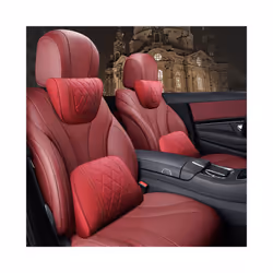 Car Neck Pillow And Waist Pad Napa leather Car Seat Rest Cushion Headrest - Waist-Black