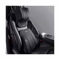 Car Lumbar Pillow Support Memory Foam Neck Headrest Cushion Car Backrest - 1 Set Black