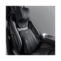 Car Lumbar Pillow Support Memory Foam Neck Headrest Cushion Car Backrest - 1 Set Black