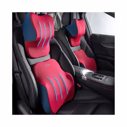 Car Lumbar Pillow Support Memory Foam Neck Headrest Cushion Car Backrest - 1 Set Black