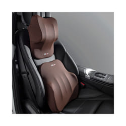 Car Lumbar Pillow Support Memory Foam Neck Headrest Cushion Car Backrest - 1 Set Brown