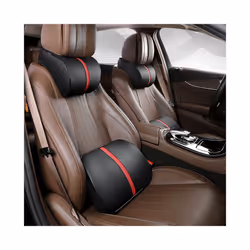 Adjustable Car Headrest Pillow Set Leather Auto Neck Protection Rest Pillows - Olive Green