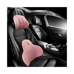 For Tesla Model 3 Y S X Car Seat Headrest Cushion Neck Pillow Backrest - Pink Set