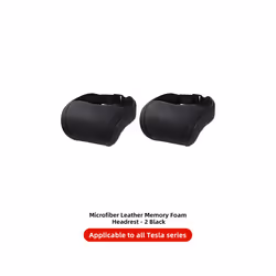 Seat Headrest Travel Rest Neck Pillow PU Leather Neck Pillow Memory Foam - 2PCS Black