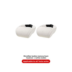 Seat Headrest Travel Rest Neck Pillow PU Leather Neck Pillow Memory Foam - 2PCS White
