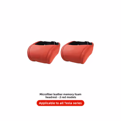 Seat Headrest Travel Rest Neck Pillow PU Leather Neck Pillow Memory Foam - 2PCS Red