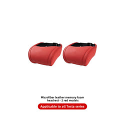 Seat Headrest Travel Rest Neck Pillow PU Leather Neck Pillow Memory Foam - 2PCS Red