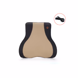 2023 Car Massage Heat Neck Support Pillow Seat Back Support Headrest Pillow - BlackBeige-Waist