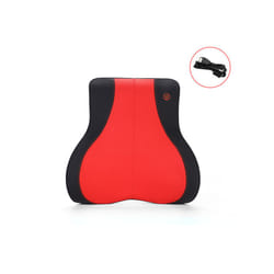 2023 Car Massage Heat Neck Support Pillow Seat Back Support Headrest Pillow - BlackRed-Waist