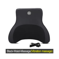Car Electric Massage Headrest Neck Pillow Breathable Mesh + Leather Universal - Black-Waist-Massage