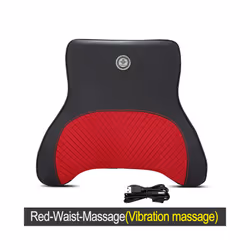 Car Electric Massage Headrest Neck Pillow Breathable Mesh + Leather Universal - Red-Waist-Massage