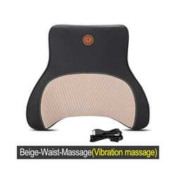 Car Electric Massage Headrest Neck Pillow Breathable Mesh + Leather Universal - Beige-Waist-Massage