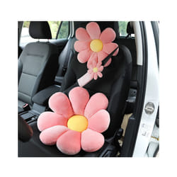 Cute Flower Car Neck Pillow Cushion Soft Car Headrest Waist Pillow Safety - Set of Pink