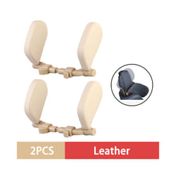 Car Seat Headrest Pillow Adjustable Car Headrest Pillow Travel Rest Sleep - 2Pcs Beige Leather
