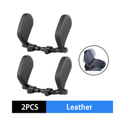 Car Seat Headrest Pillow Adjustable Car Headrest Pillow Travel Rest Sleep - 2Pcs Black Leather
